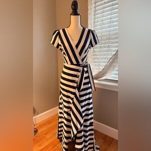 Dress Day Striped Navy and White Wrap Dress